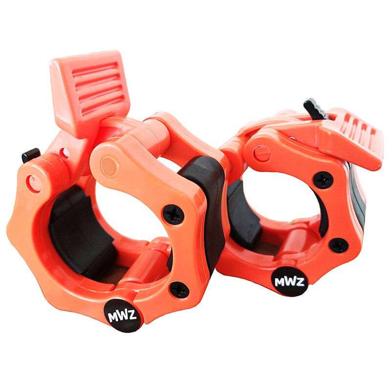 MWZ 2 Inch Olympic Size Barbell Clamp Collar for Pro Training Fitness Quick Release Pair of Locking: Orange