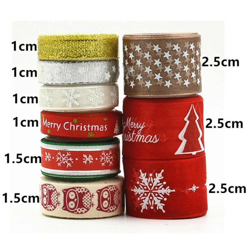 5m wire edge ribbon Merry Christmas Christmas Green Red Deco Ribbon Streamers Festival Decoration