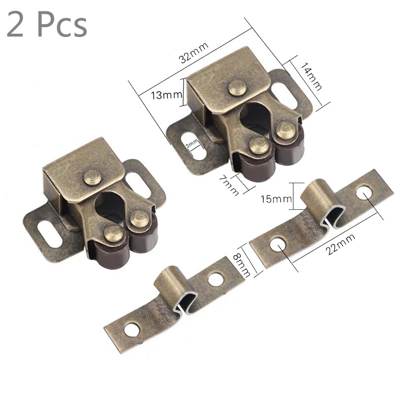 2 stk dørlukker stopper magnet spjeld buffer skap fanger holder med skruer garderobe hardware møbler beslag: Bronse 2 stk