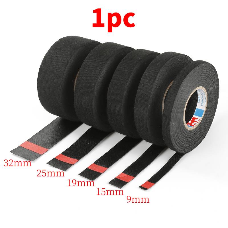 9/15/19/25MM Heat-resistant Adhesive Cloth Fabric Tape For Automotive Cable Tape Harness Wiring Loom Electrical Heat Tape 15M: 25mm