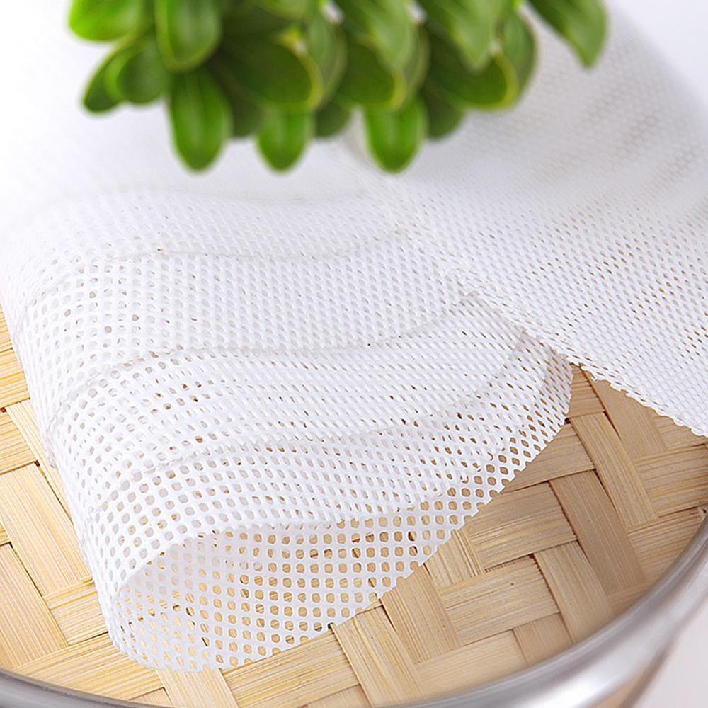 Round Non-Stick Silicone Steamer Pad White Dim Sum Paper Home Restaurant Steamers Mat Kitchen Cooking Tools