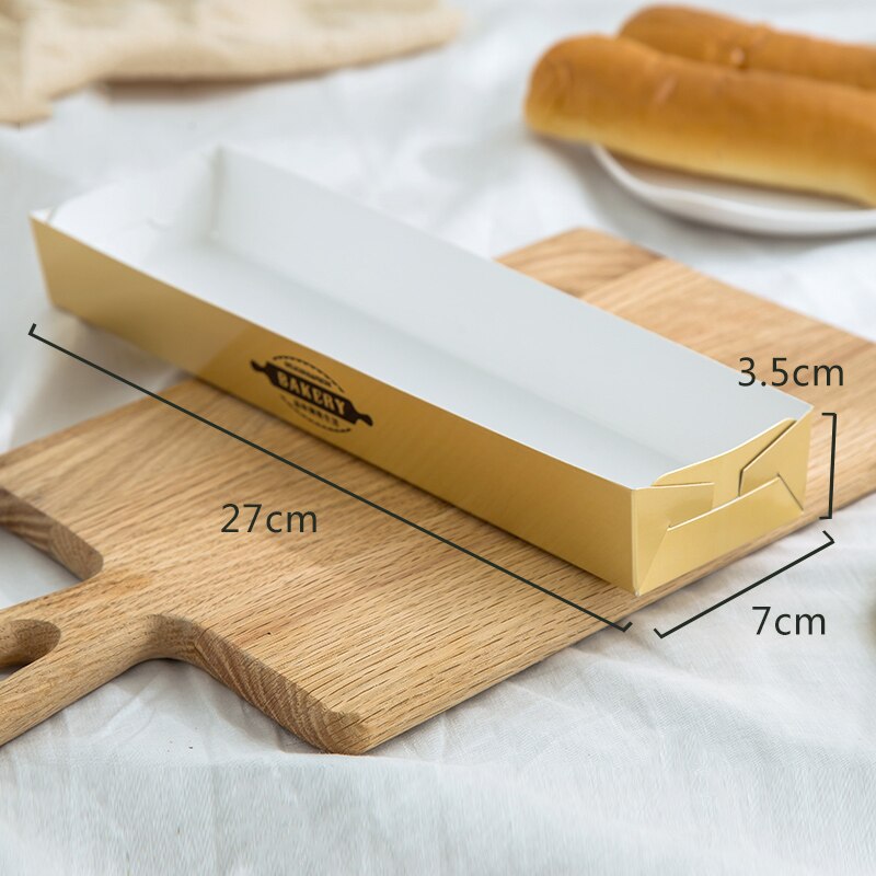 100pcs 27x7x3.5cm Bread tray + bread bag Cake roll Packing box Rectangular pastry box Baking supplies cake bag
