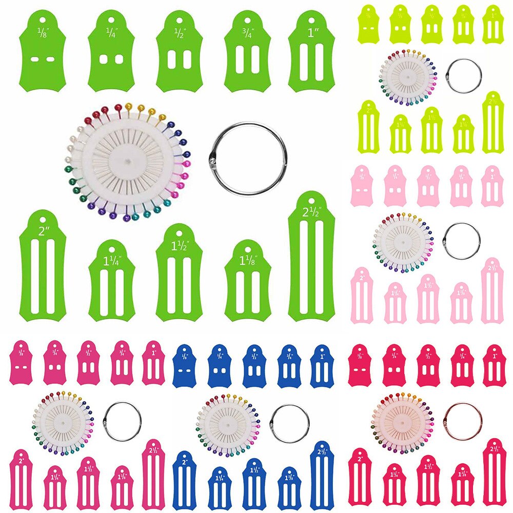 FLRHSJX Jelly Roll Sasher Tool Multi-Sizes Sasher with Storage Chain Quilting Pins &amp; Sewing Clips for Folding Fabric Craft Tools