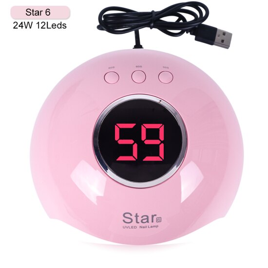 Lámpara de uñas UV LED 30W para manicura, juego de lámparas de Gel, luz solar, secado, barniz y esmalte de uñas, máquina híbrida TRSUN X7 Plus: Star 6 Pink