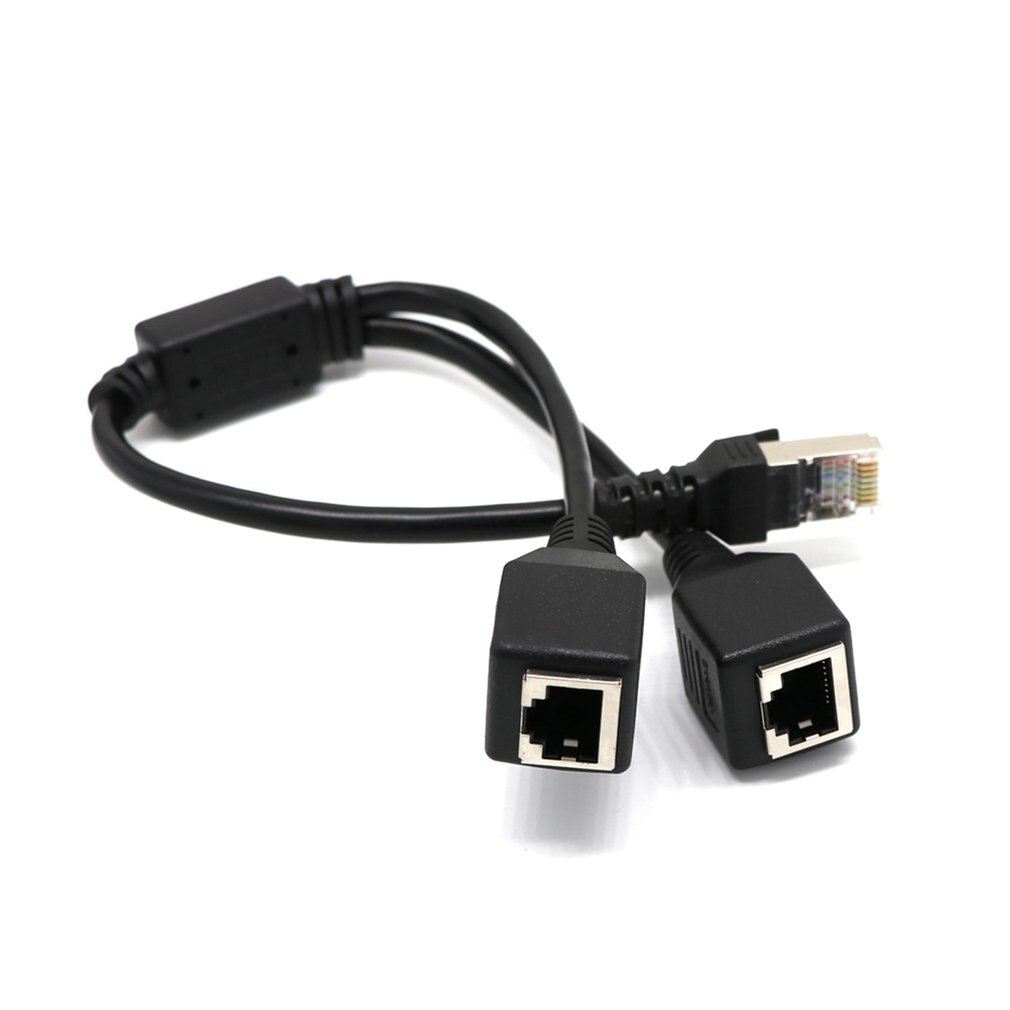 RJ45 1 Male to 2 Female Socket Port LAN Ethernet Network Splitter Y Stable Transmission Cat5e Cat5 Cat6 Easy Adapter Cable