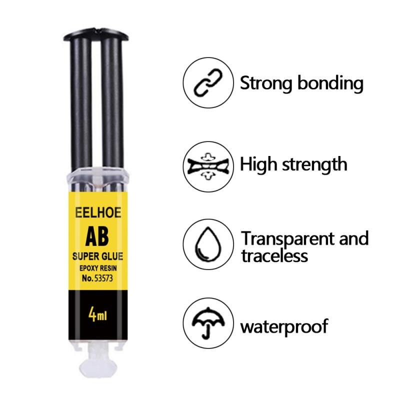 Pegamento AB para hierro, acero inoxidable, aleación de aluminio, vidrio, plástico, madera, mármol, adhesivo fuerte de secado rápido, epoxi, 4/25ML