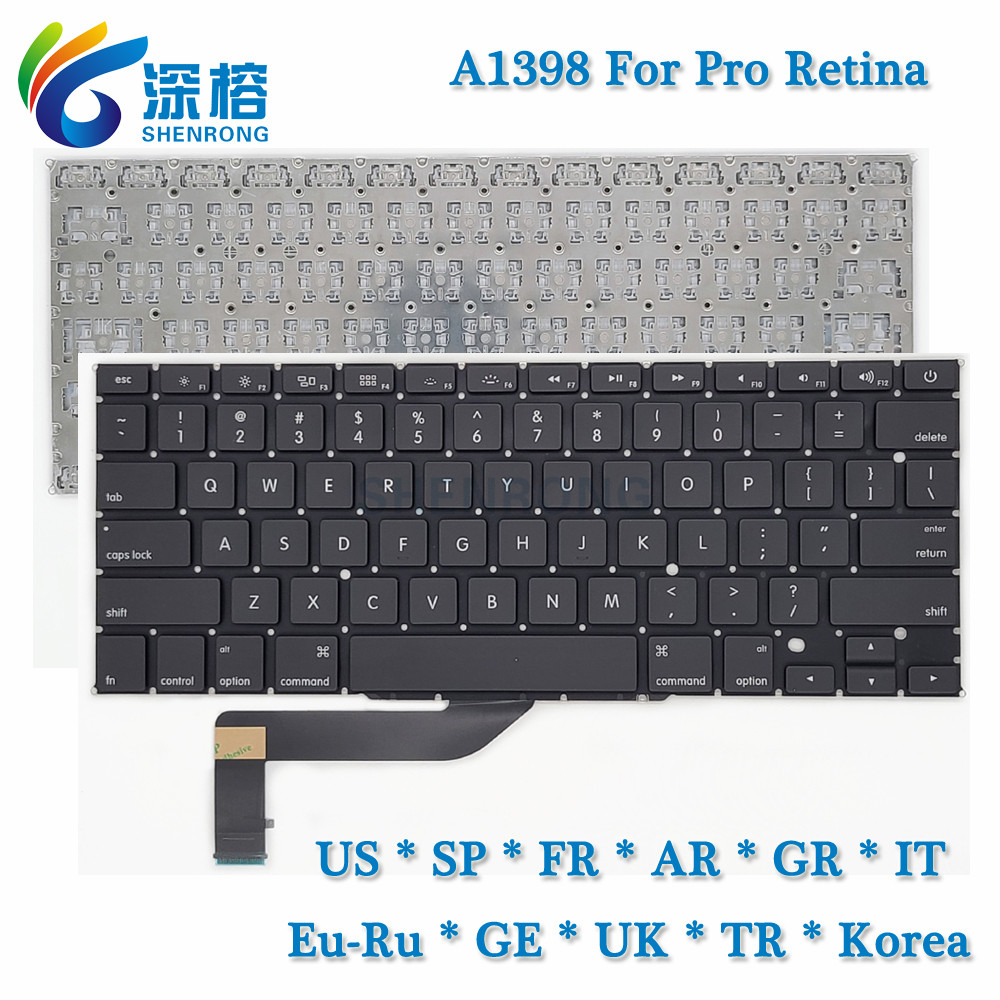 A1398 toetsenbord voor Macbook Pro Retina 15.4 inch laptop MC975 MC976 ME664 ME665 ME293 ME294 toetsenborden Gloednieuwe