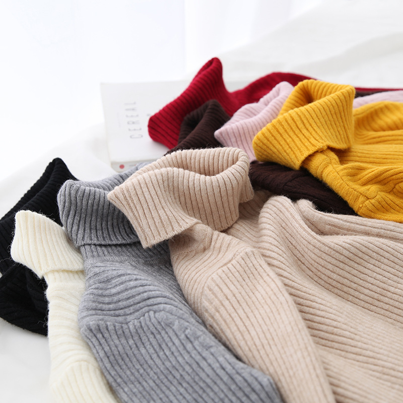 H.SA Autumn Basic Turtleneck Sweater Casual Soft Solid Jumper Korean Sweater Slim Femme Elasticity Winter Pullovers