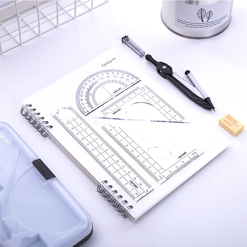 Deli 72150 Compass Ruler Seven-piece Suite Exam Engineering Technology Compass Drawing Tool Suite Math Sets School Supplies