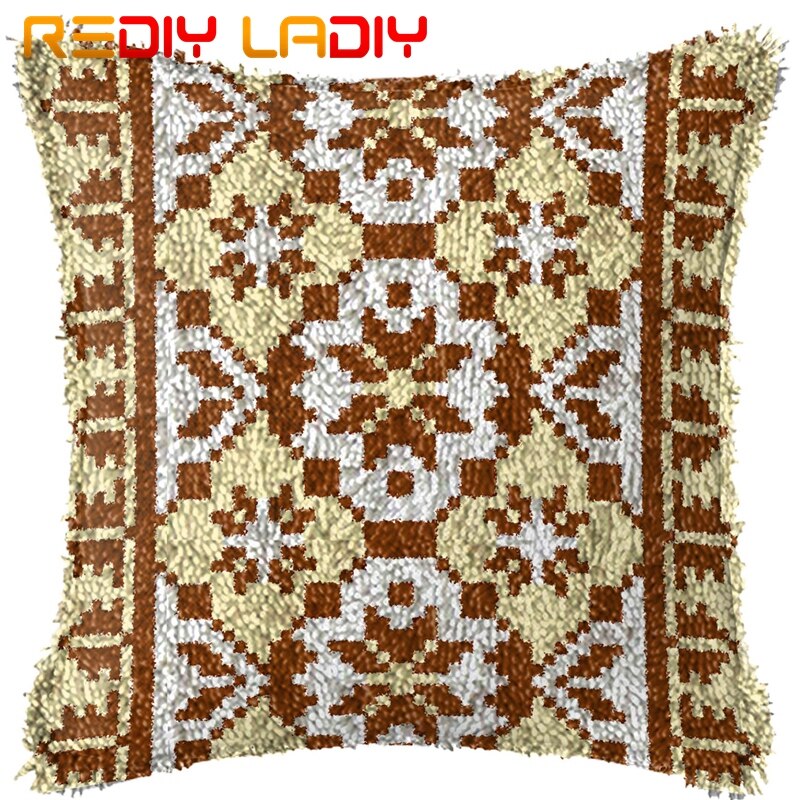 Spärrkroksatser gör din egen kudde mandala blomma tryckt canvas virkat kuddfodral spärrkrok kuddfodral hobby & hantverk: Bz385