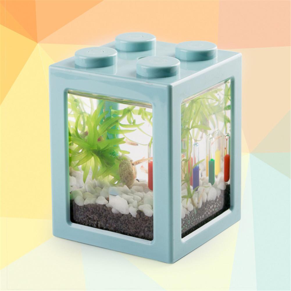 USB Mini Aquarium Fish Tank Stackable Fish Tank Ecological Small Reptile Pet Box For Office Tea Table Decor