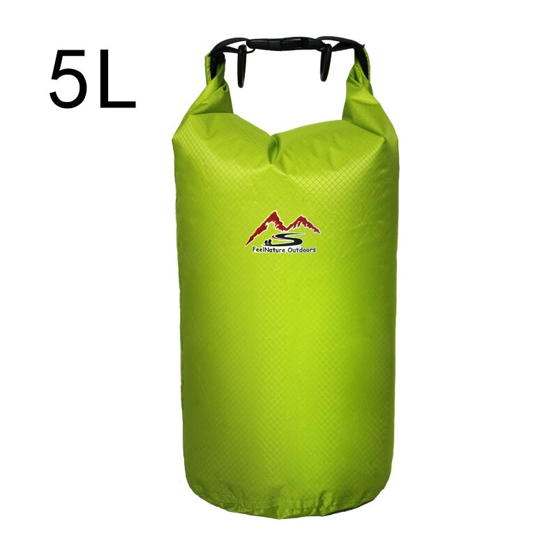 Bolsa impermeable para natación al aire libre de 5L/10L/20L/30L, bolsa seca de almacenamiento para Rafting y Camping con gancho de correa ajustable: green 5L