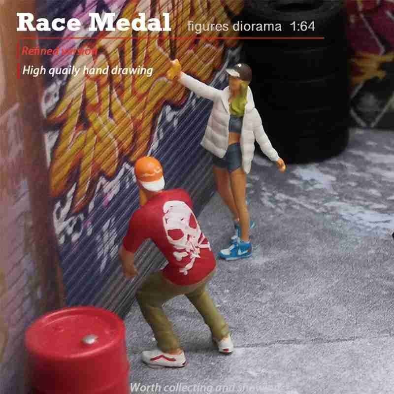 Racemedal 1:64 skalfigurer diorama graffiti basebollkeps upplaga begränsad  b8 j 8