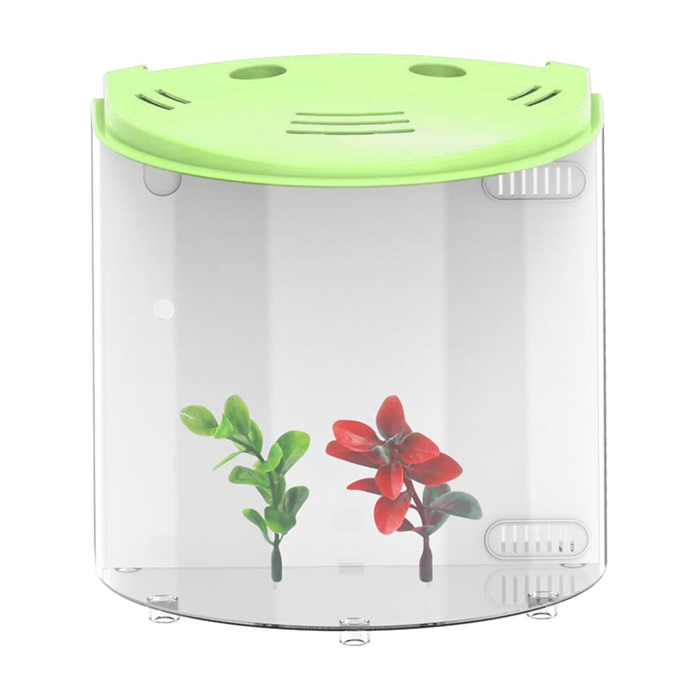 Akwarium 5L akwarium USB doprowadziło połowa księżyc mini akwarium akrylowe o dużej pojemności domu biura na biurko wodne artykuły dla zwierząt: szmaragd zielony