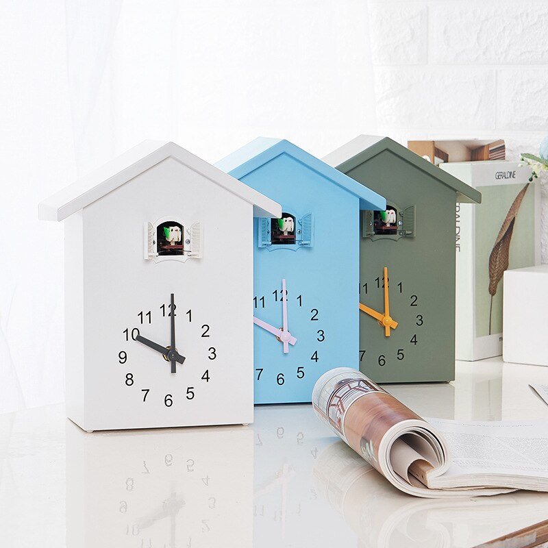 Reloj de pared de cuco-movimiento estilo Chalet, minimalista moderno azul