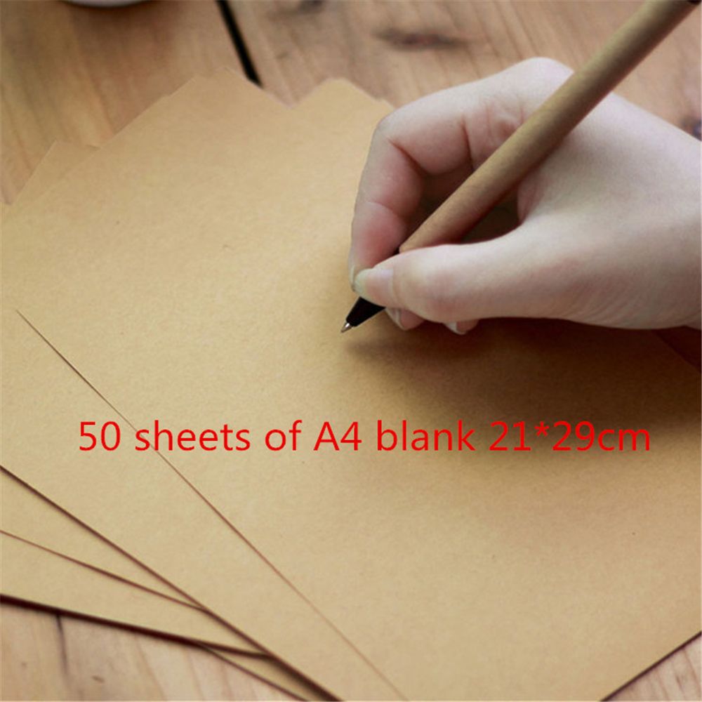 50 Pcs/set Blank Letterhead Nostalgic Retro Kraft Paper Stationery Printing Thick Letter Paper A4 / A5 / B5 Size Horizontal Line: E