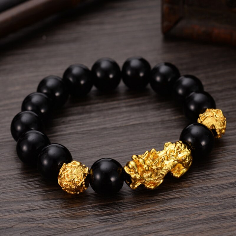 Feng shui sort obsidian armbånd tiltrækker held og lykke smykker – Grandado
