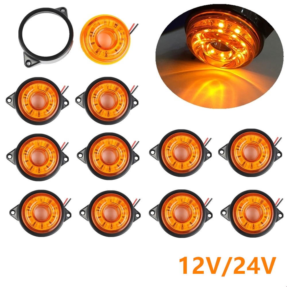 10 Pcs Gele Vrachtwagen Licht 24V Auto Stadslicht Auto Bus Truck Wagons Side Marker Indicator Trailer Licht side Lamp 12V/24V