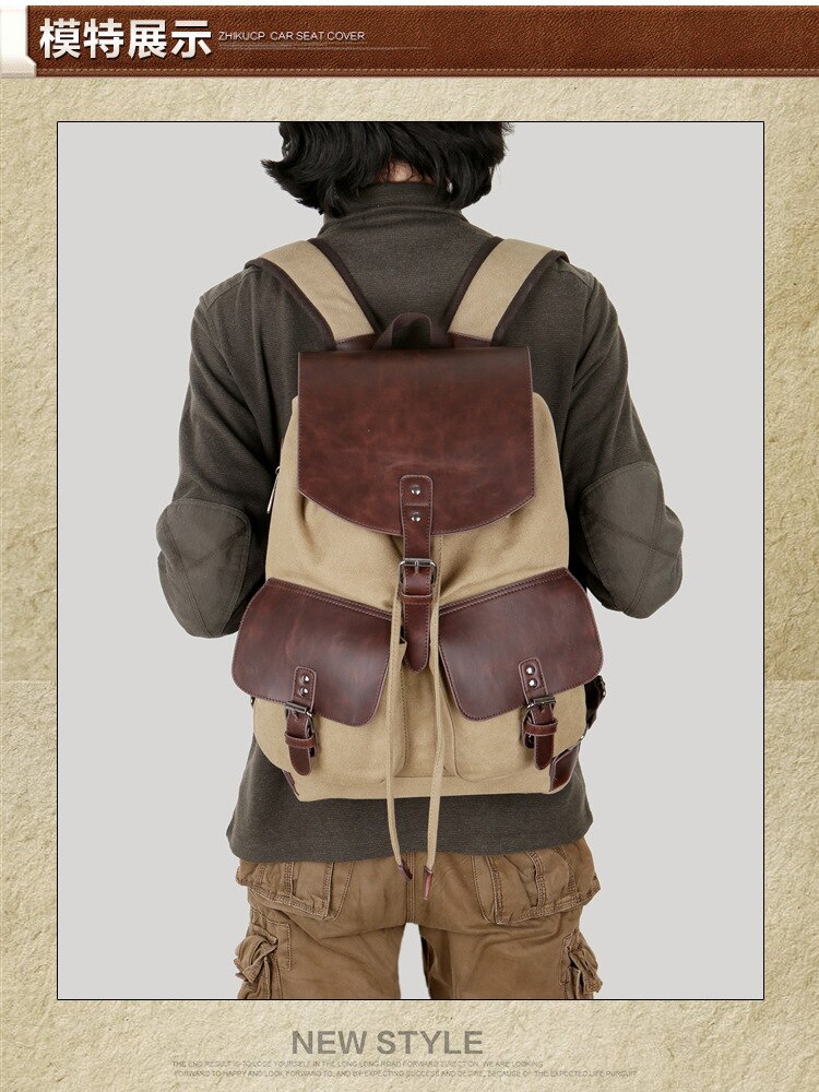 Vintage Canvas Rugzak Mannen Rugzakken Leisure Rugzak Reizen Schooltas Laptop Rugzak Mannen Vintage Schouder Bookbags Retro Tas