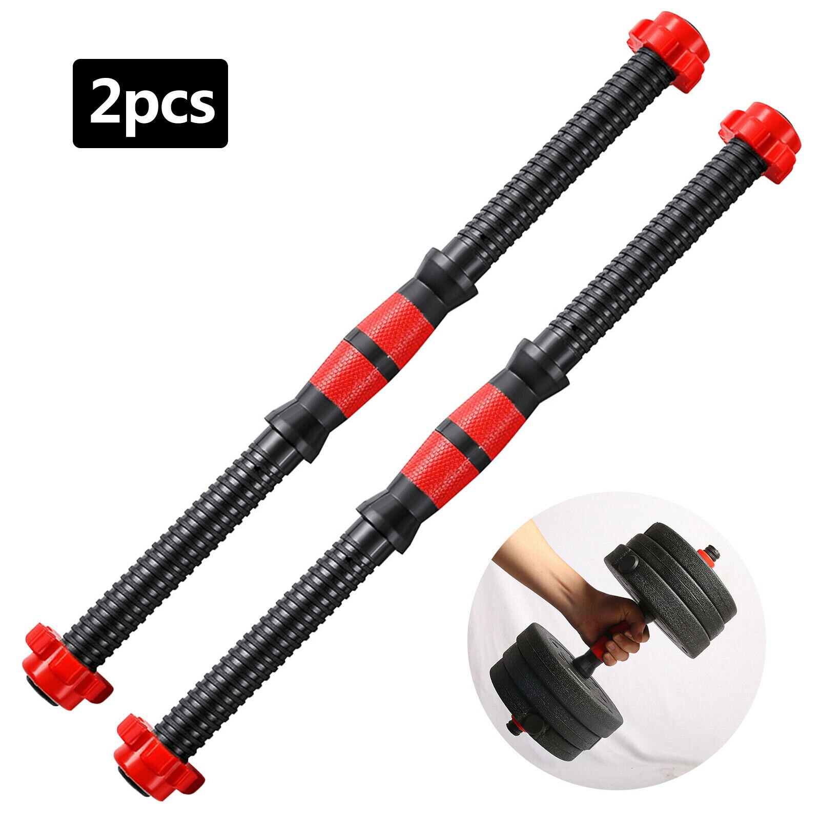 2pcs Adjustable Dumbbell Bar 1 inch Dumbbell Handles Weight Plates Holder Rod Home Dumbbell Building Bar & Spin Lock Collar