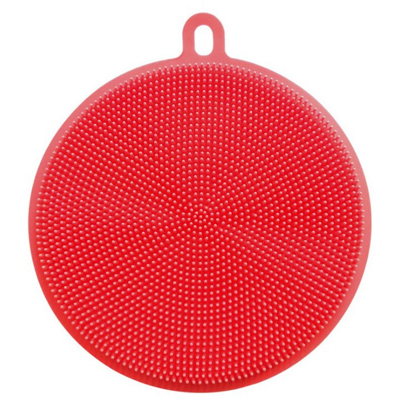 Silicone Wash Dish Brush Multipurpose Antibacterial Cleaning Kitchen Tool Scrubber UND: Red