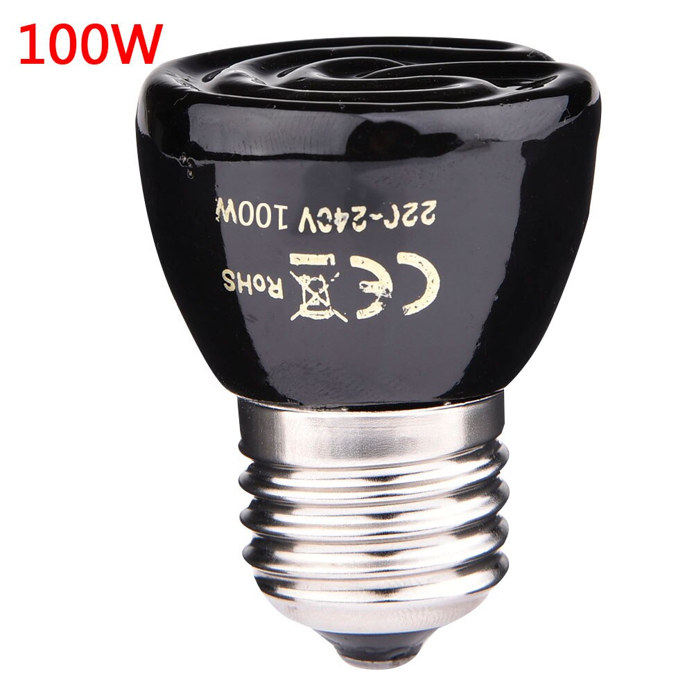 25W 50W 75W 100W Pet Heating Lamp Black Infrared Ceramic Emitter Heat Light Bulb Pet Brooder Chickens Reptile Lamp 220-240V: 100W