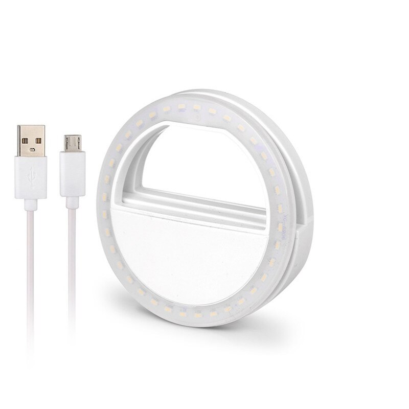 Selfie LED Ring Flash luz para selfie telefoon lens lampka doen telefonu voor iPhone xr Samsung a70 a50 s10 Mobiele telefoon Licht Clip: white