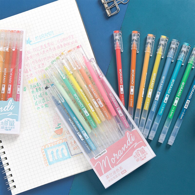 9 st morandi grå penna set multi färg gel bläck pennor vintage markör liner 0.5mm kulspets brevpapper kontor skola  a6037