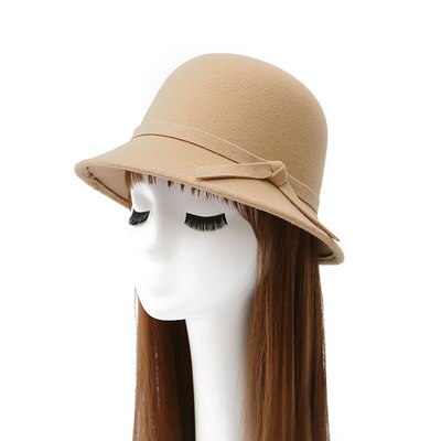 Gorro de lana con lazo para mujer, gorro de tela de lana con lazo, 6 colores, , novedad de: 6