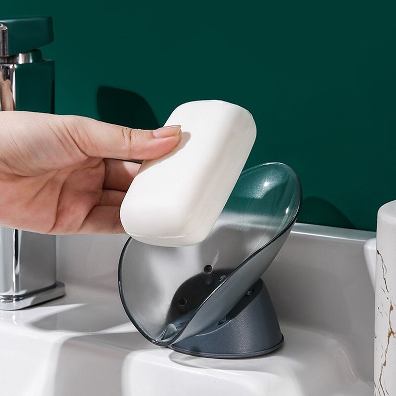 Self-Adhesive Soap Sponge Holder Drain Box Tilt Storage Drying Rack Dishes Bathroom Clean Finishing Tools Drying Boxes