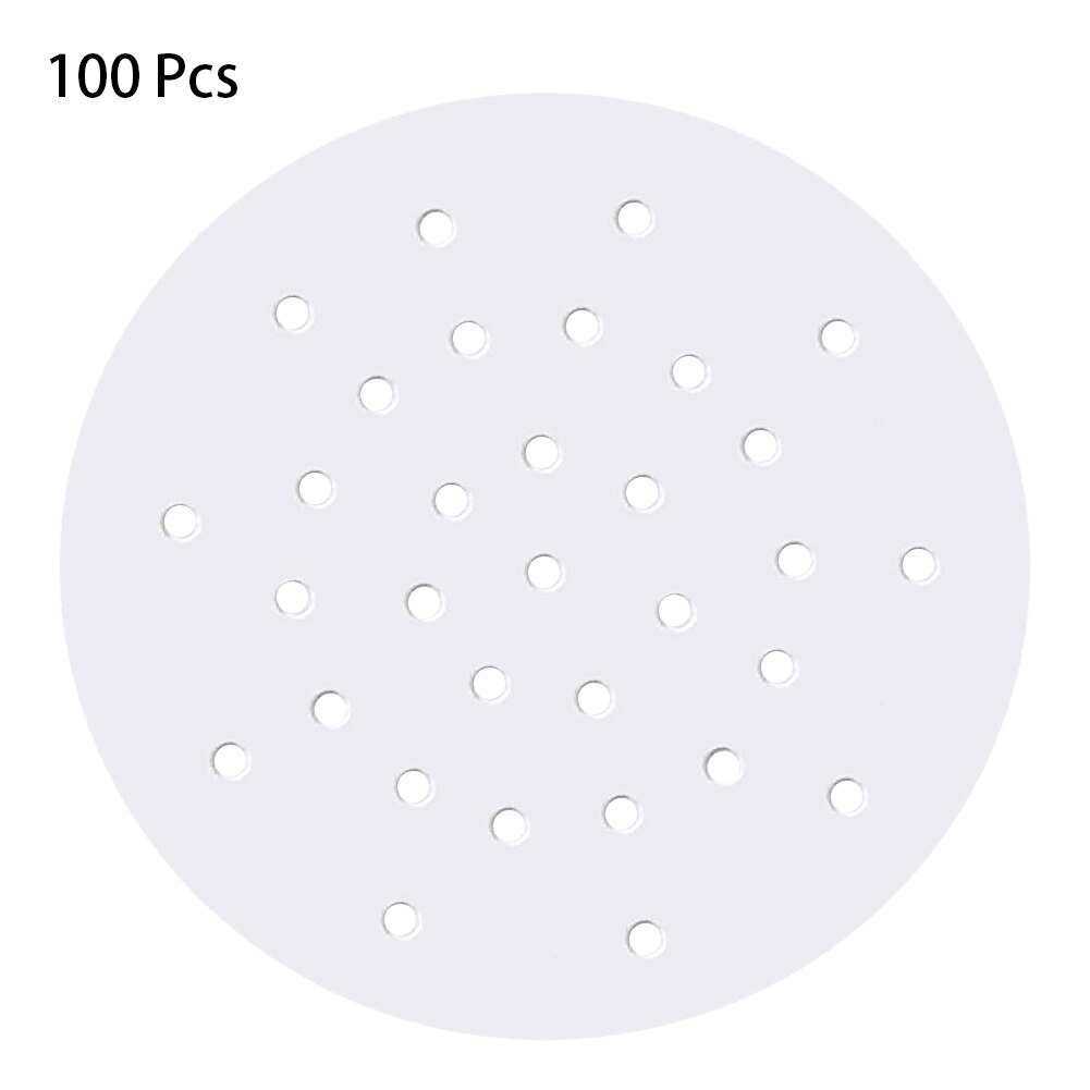 100 stuks 22cm bamboe stoommandjes, papieren airfryer voering, perkament bamboe stoommandje, papieren mat, geperforeerde airfryer cakevormpjes, ydhs: Default Title