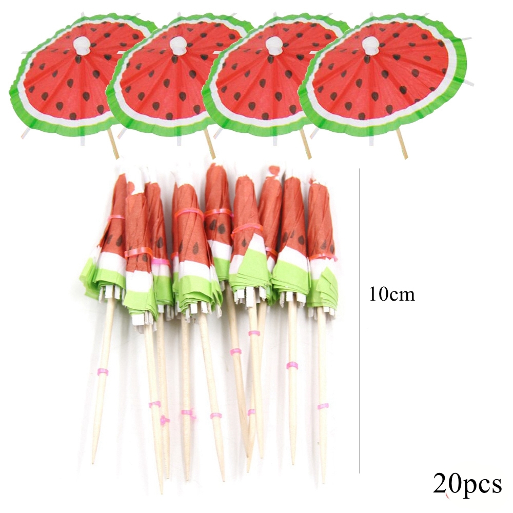 1 set watermeloen eco-papieren rietjes hangende banner taarttoppers voor zomerse watermeloen verjaardagsfeest decoratie kinderspullen: Lichtgeel