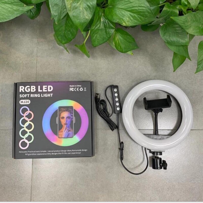 LED RGB Ring Light 20cm 8/10/12/14/18 inch RGB Colorful Photography LED For Live shooting makeup video studio