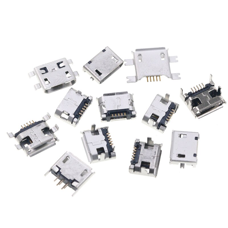 60pcs/lot 5 Pin SMT Socket Connector Micro USB Type B Female Placement 12 Models SMD DIP Socket Connector