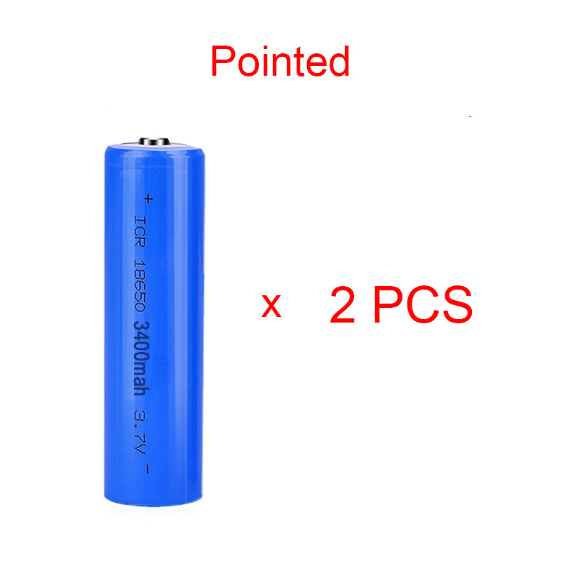 2PCS 18650 3.7V Rechargeable Battery 1200mah 1500mah 2000mah 2200mah 2600mah 3400mah Pointed Lithium Battery for flashlights: green