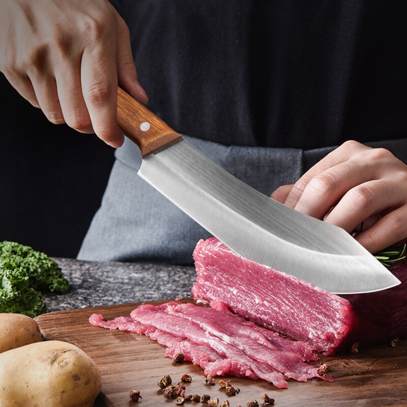 7.5 inch Stainless Steel Butcher Knife Vegetable Meat Cleaver Sharp Meat Cleaver Kitchen Knife Comfortable Handle Chef Knife