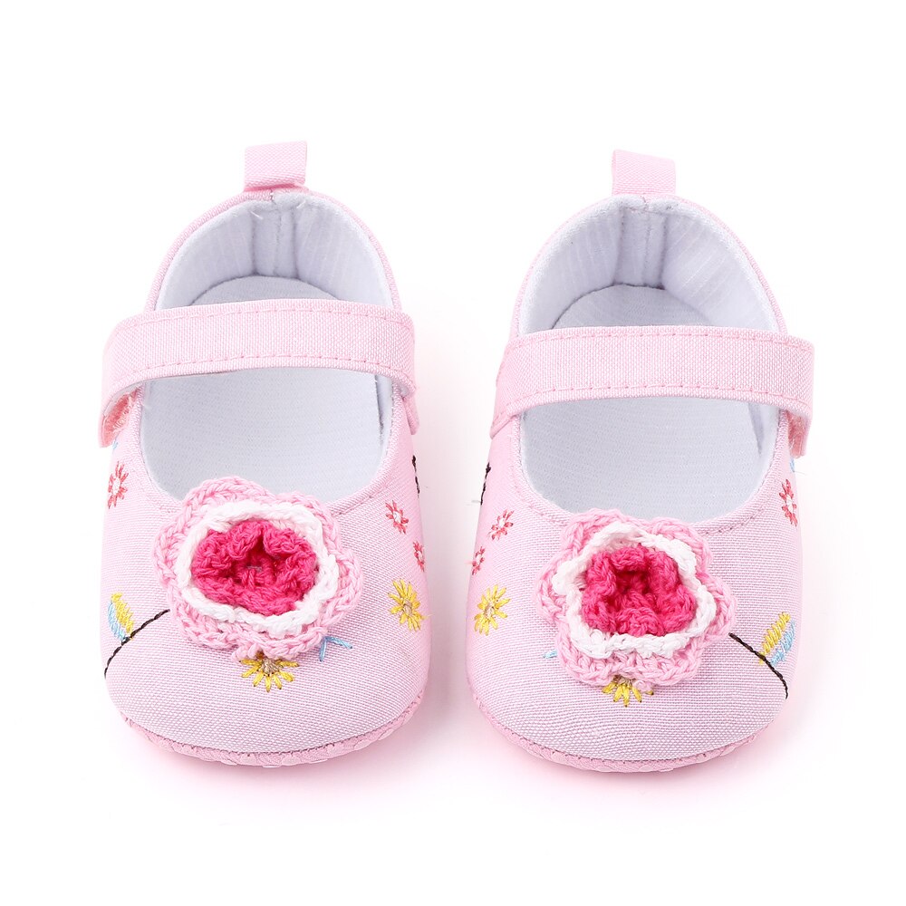 Baby Girls Woolen flowers Shoes Spring Toddler Embroidered Princess Shoes Bow Soft Sole Newborn Baby First Walkers