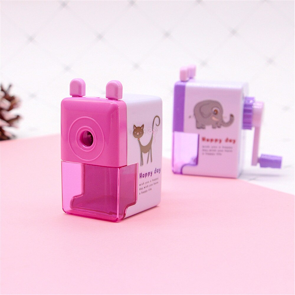1PC Karikatur Katze Elefant Bleistift Spitzer Nettes Briefpapier freundlicher Kawaii Hand Kurbel Manuelle Stift Cutter Schule Büro Liefert