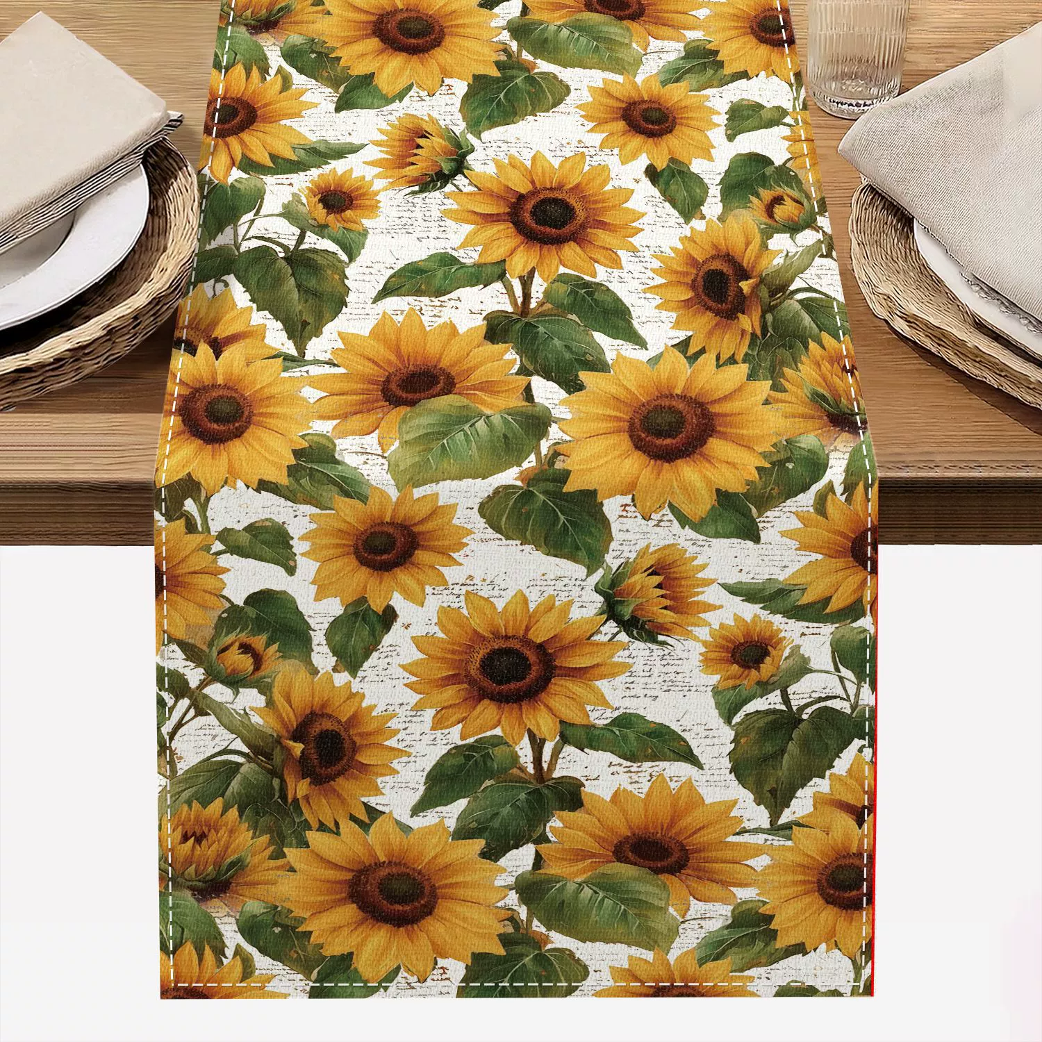 Fall Sunflower Table Runner 13x72 Inch Seasonal Autumn Farmhouse Table Runners for Dinning Kitchen Party Table Decoration: Burgundy