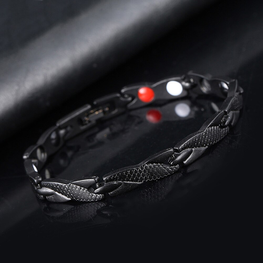 Newly Men Women Twisted Bracelet Healthy Magnetic Therapy Arthritis Pain Relief Wristband FIF66: black