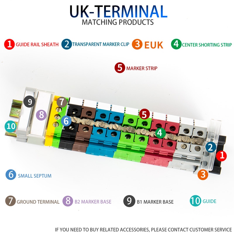 10 Stuks Din Rail Terminal Blok UK-16N Connductor Universele Klasse Schroef Draad Connector Strips Demonteren Montage
