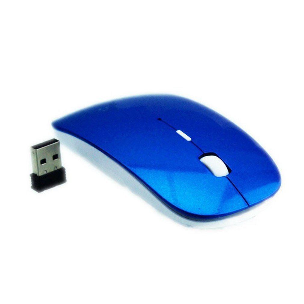 Wireless Mouse Wireless Connection 2.4GHz Candy Color Ultra Thin USB Optical Thin Slim Universal Mouse: Blue