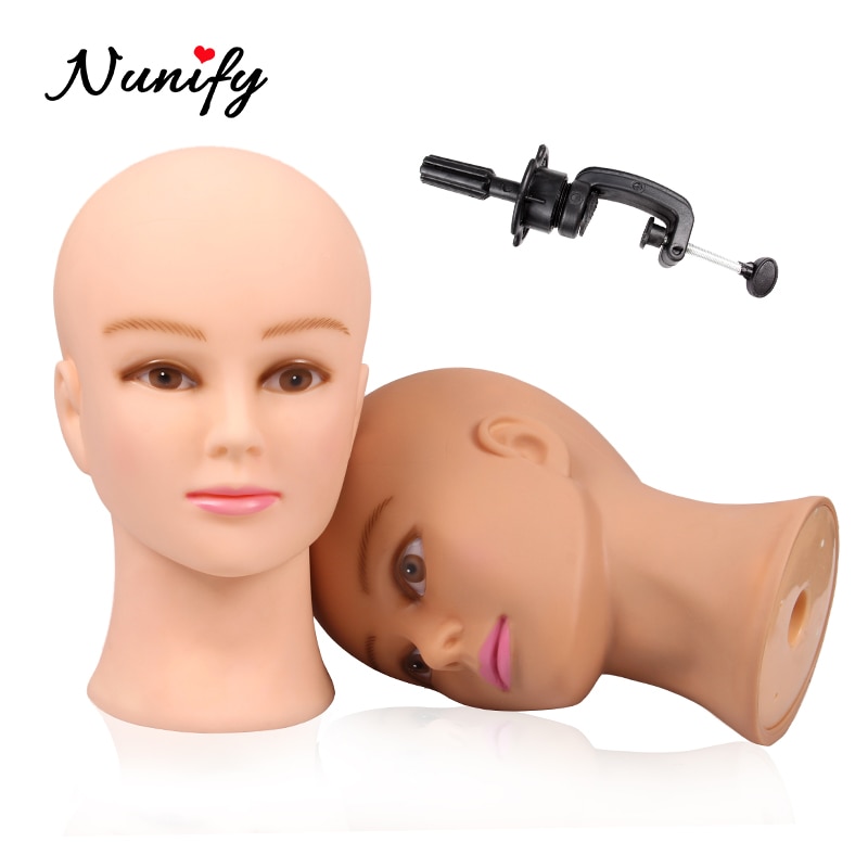 Nunify Afro Bald Mannequin Head Black Female Manikin Mode Cosmetology African Mannequin Head Without Hair