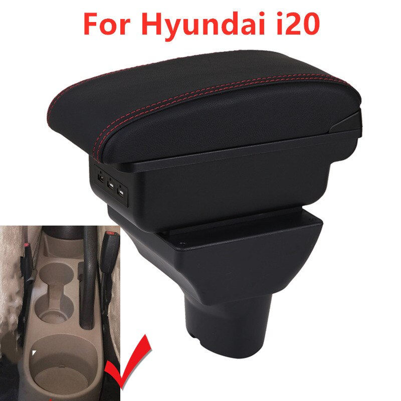 Lakťová opierka pre hyundai  i20 kožená lakťová opierka stredová konzola úložný priestor na usb príslušenstvo