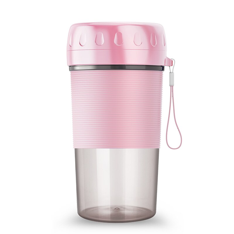 300ml Mini Electric Fruit Juicer Glass Portable Handheld Smoothie Maker Blenders Bottle Mixer USB Rechargeable For Home Travel: Pink
