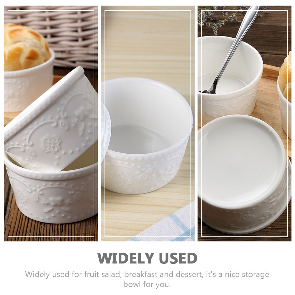 2pcs Ceramic Baking Bowl Kitchen Steamed Egg Bowl Pudding Bowl Kitchen Baking Tool