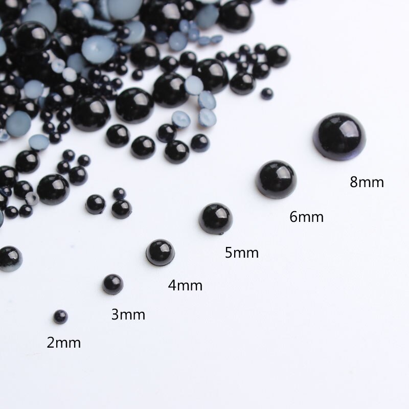 ! abs halvrunda flatback pärlor svart färg mix storlek 2mm/3mm/4mm/5mm/6mm/8mm 15g pärlor gör det själv tillbehör