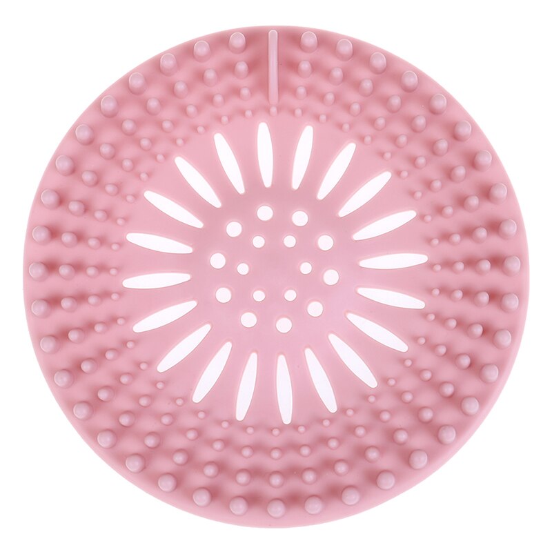 Prop gulvafløbsmåtte silikone brusebad afløbsdækser filter til filter til badeværelse og køkken: Lyserød