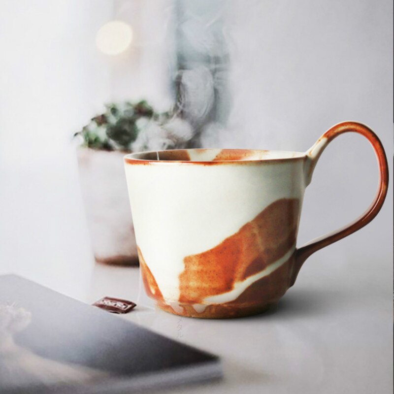 Keramisk kop kaffekrus vintage lille japansk stil kop og underkop sæt miljøvenligt porcelæn kubek drinkware  eb50bd: Hvid