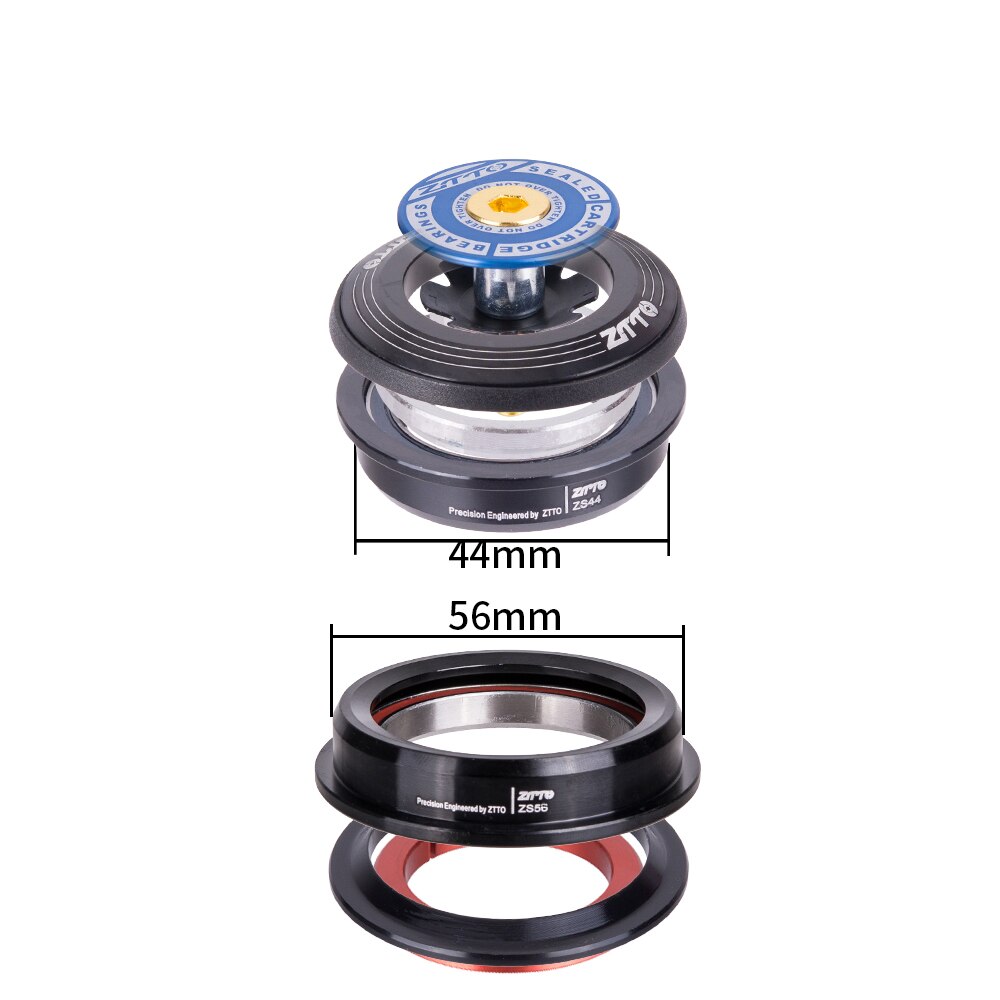 ZTTO 4456ST Bicycle Internal Headset 44mm 56mm MTB Threadless Sealed Bearing 45 Degree ZS44 ZS56 Tapered Straight Fork Steerer
